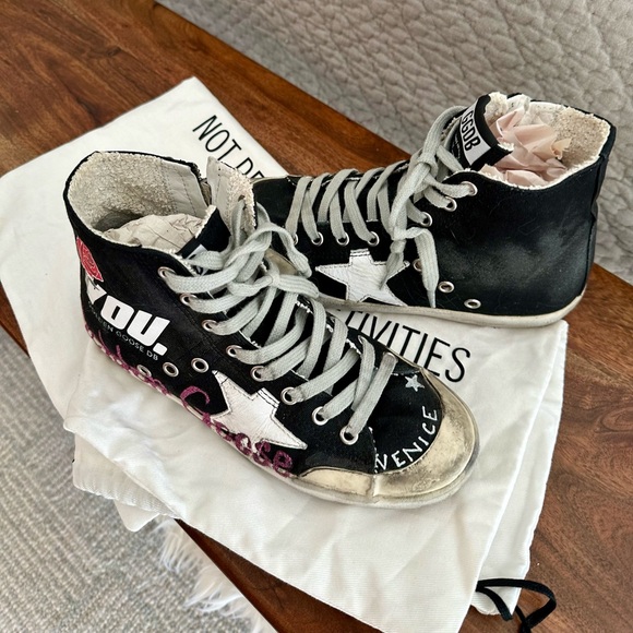 Golden Goose Black and White High-Top Sneakers - Picture 3 of 8